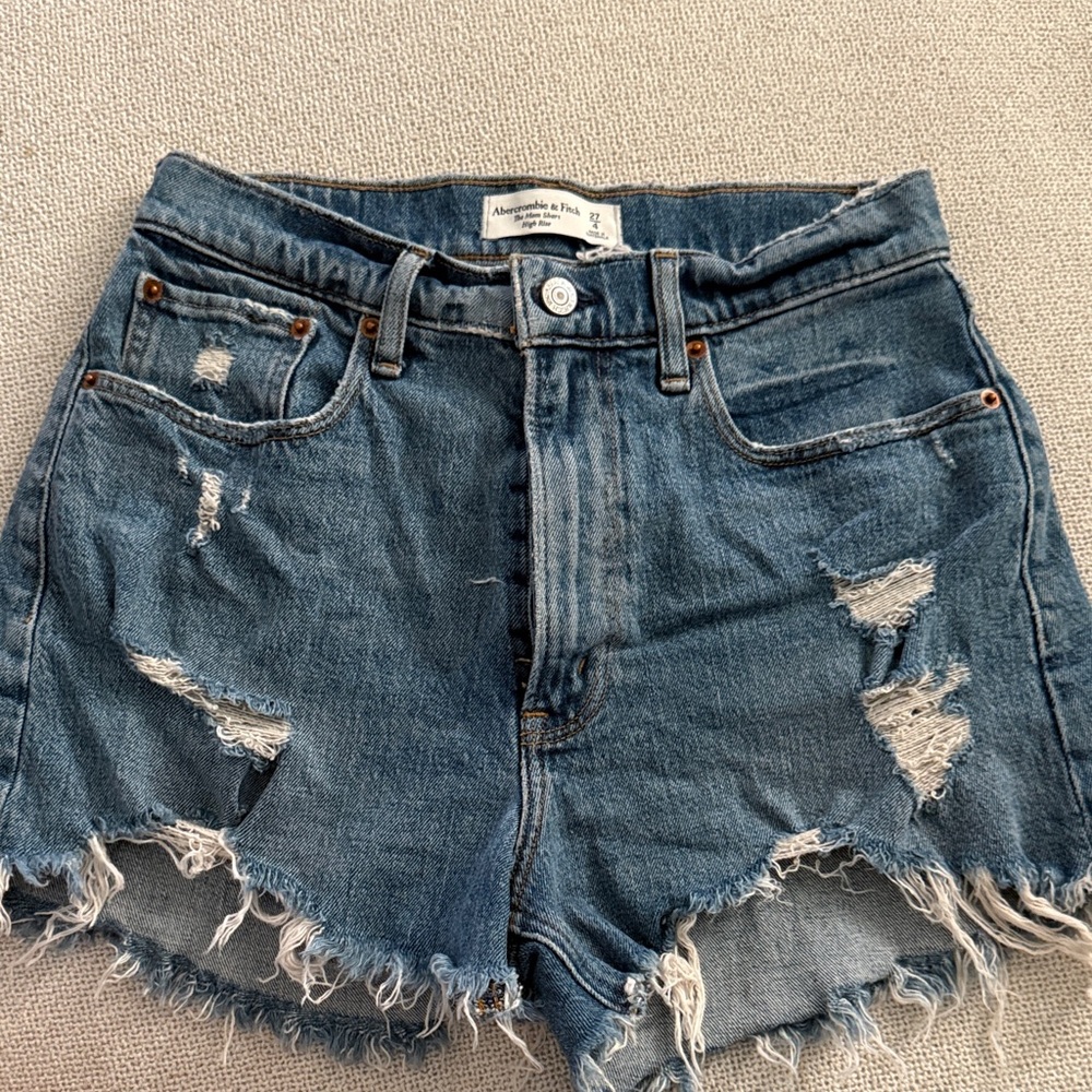 Abercrombie & Fitch Women's Distressed Blue Jean Shorts